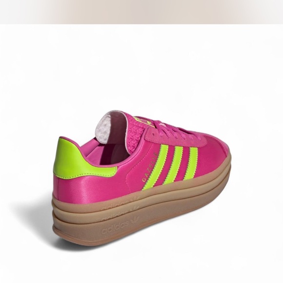 adidas Gazelle Bold satin Pink and Lime platform Sneakers sz 7 - Picture 7 of 7